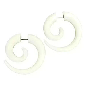 New Organic wooden spiral hoop earrings fake gauges by umbrellalaboratory